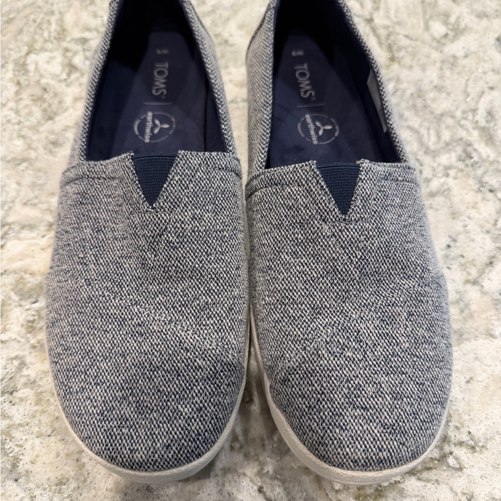 TOMS Heathered Navy Casual Slip-Ons